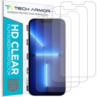Tech Armor HD Clear Plastic Film Screen Protector (NOT Glass) for Apple NEW iPhone 13 (6.1&#34;) and iPhone 13 Pro (6.1&#34;) - Case-Friendly, Scratch Resistant, Haptic Touch Accurate [4-Pack]